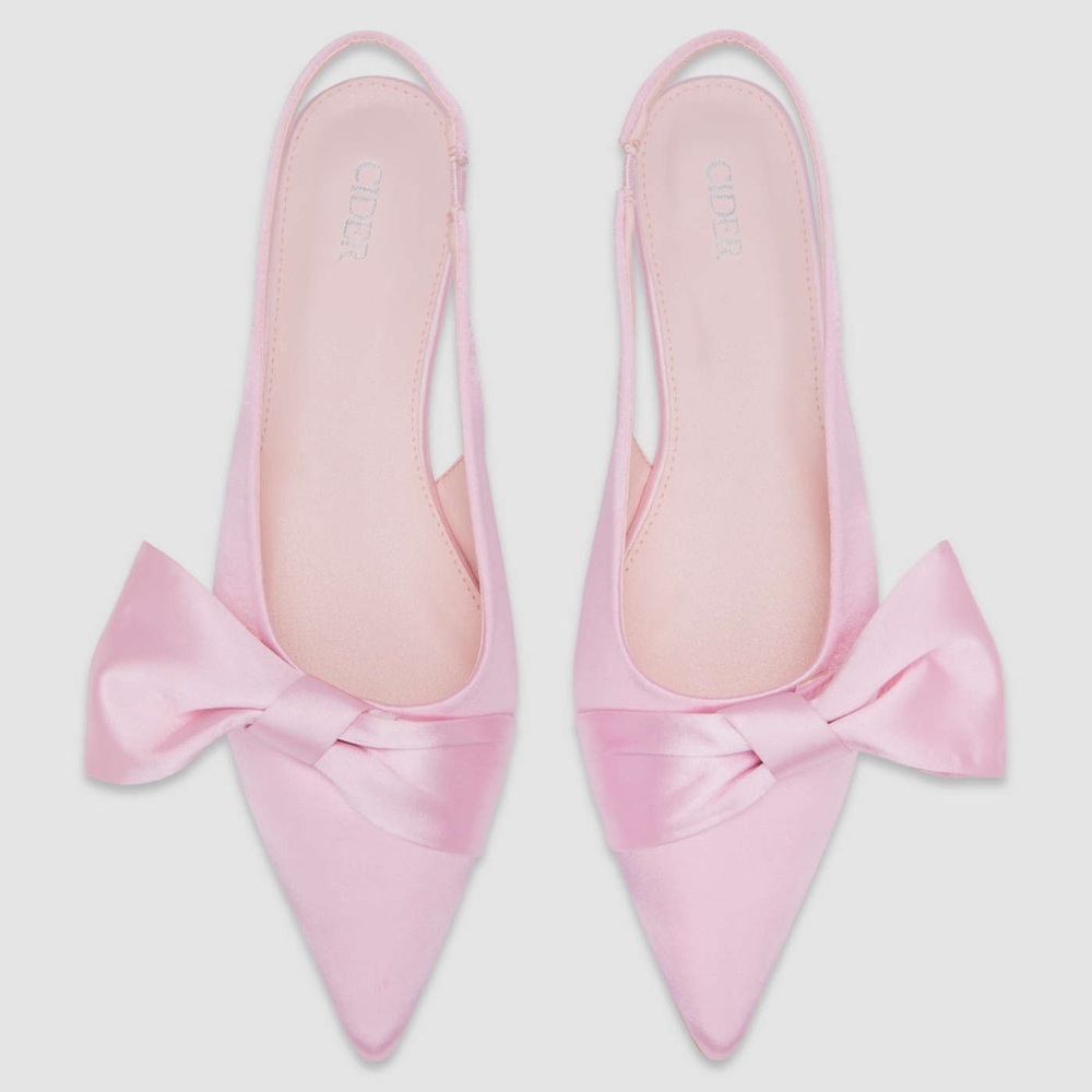 Satin Bowknot Slingback Flats